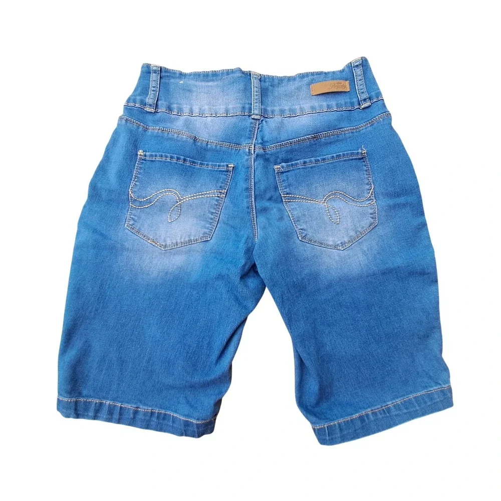 Royalty for‎ Me Womens Blue Denim Bermuda Shorts High Rise Triple Button Size 4